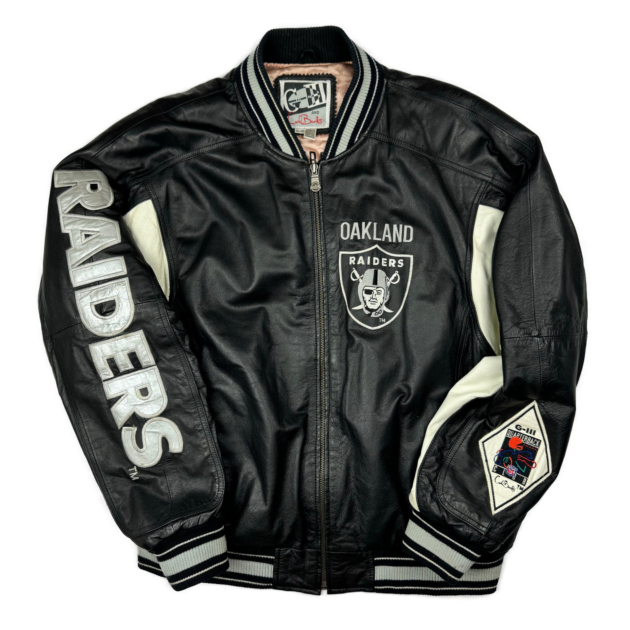 Vintage G III and Carl Banks Oakland Raiders leather jacket size XL Nab Vintage