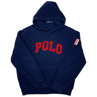 Fleece Polo big logo hoodie size large