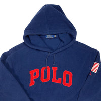 Fleece Polo big logo hoodie size large