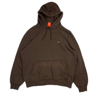 2000s Chocolate Brown Nike mini swoosh hoodie size large